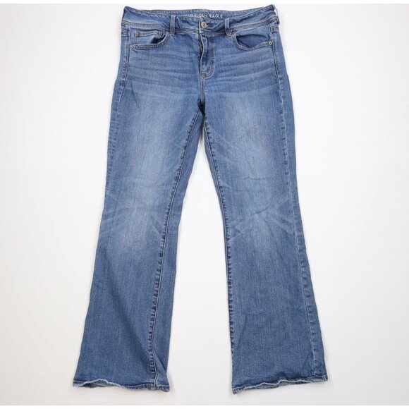 Vtg Y2K American Eagle Outfitters Womens 14 Babydoll Flared Kick Bootcut Jeans - Picture 1 of 13